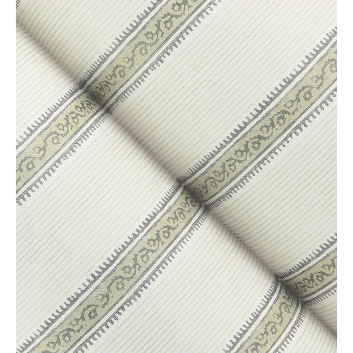 Papel pintado texturizado de rayas elegantes con grecas verde - Tisbury Pinstripe 684282