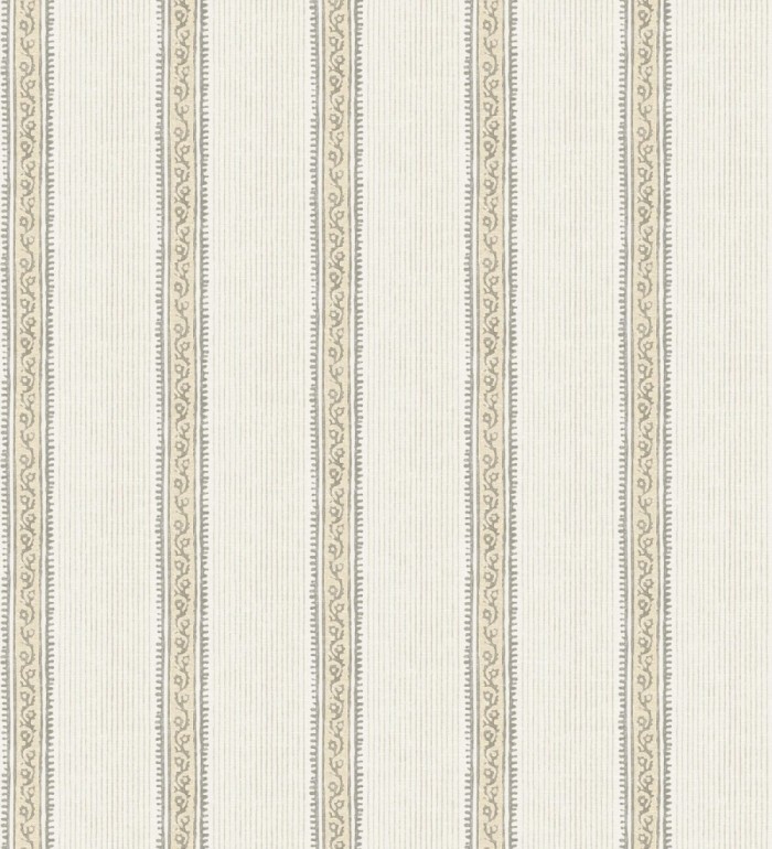 Papel pintado texturizado de rayas elegantes con grecas beige - Tisbury Pinstripe 684283