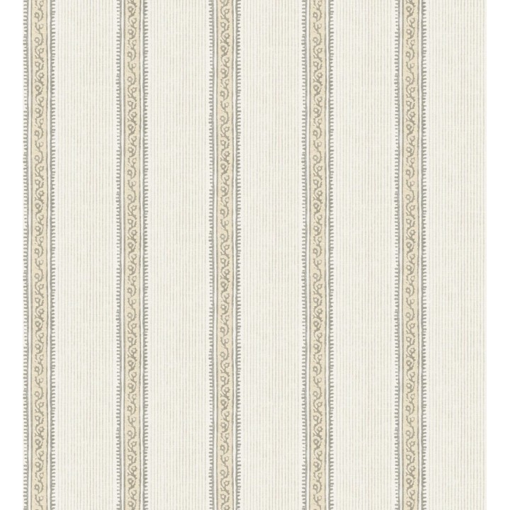 Papel pintado texturizado de rayas elegantes con grecas beige - Tisbury Pinstripe 684283