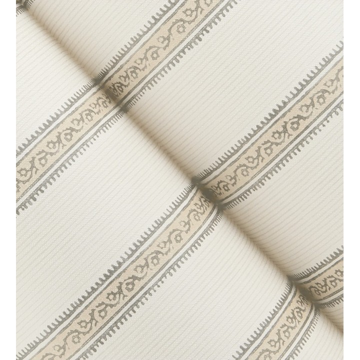 Papel pintado texturizado de rayas elegantes con grecas beige - Tisbury Pinstripe 684283