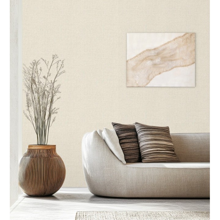 Papel pintado esencia textil con toques de arcilla y caliza en tonos beige - Bramble Calico 684284