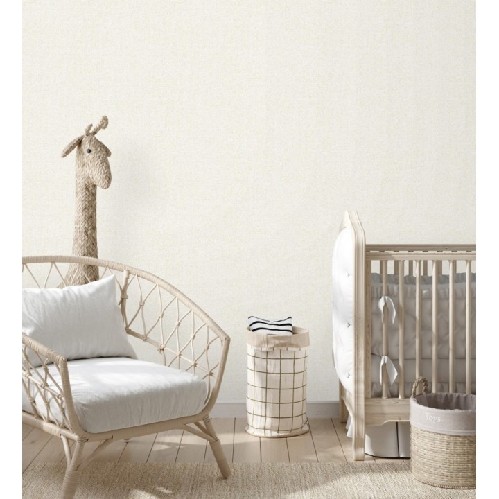 Papel pintado esencia textil con toques de arcilla y caliza en tonos blanco roto - Bramble Calico 684285