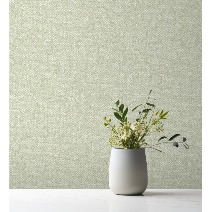 Papel pintado esencia textil con toques de arcilla y caliza en tonos verdes - Bramble Calico 684286