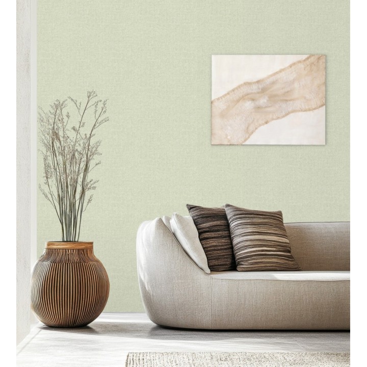 Papel pintado esencia textil con toques de arcilla y caliza en tonos verdes - Bramble Calico 684286