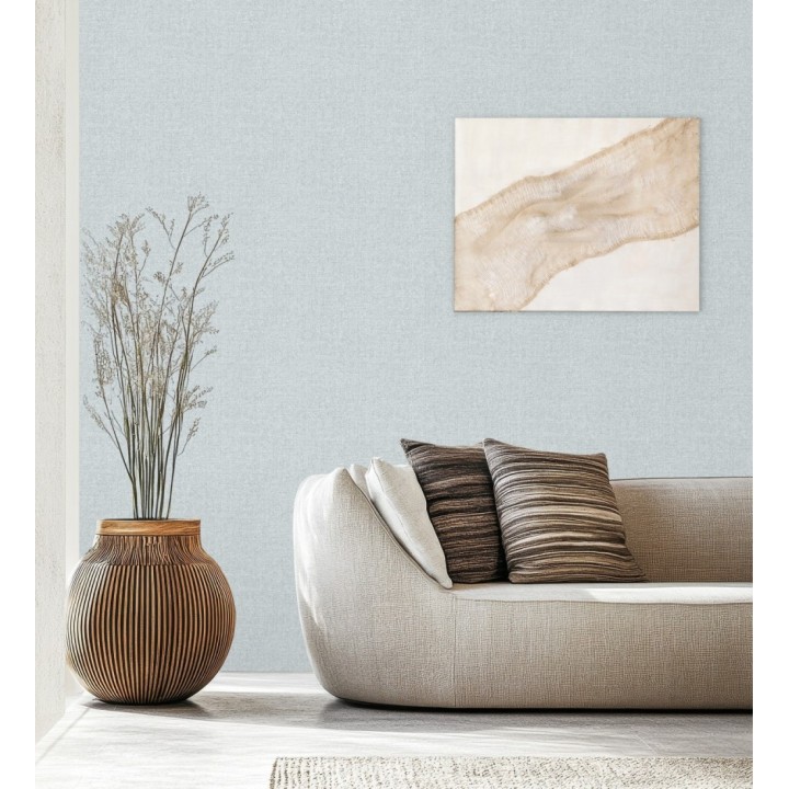 Papel pintado esencia textil con toques de arcilla y caliza en tonos azules - Bramble Calico 684287