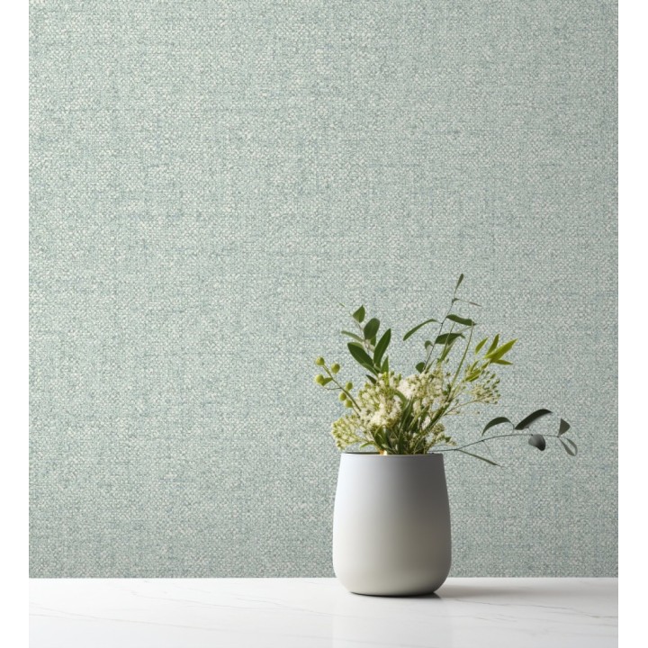 Papel pintado esencia textil con toques de arcilla y caliza en tonos aguamarina - Bramble Calico 684288