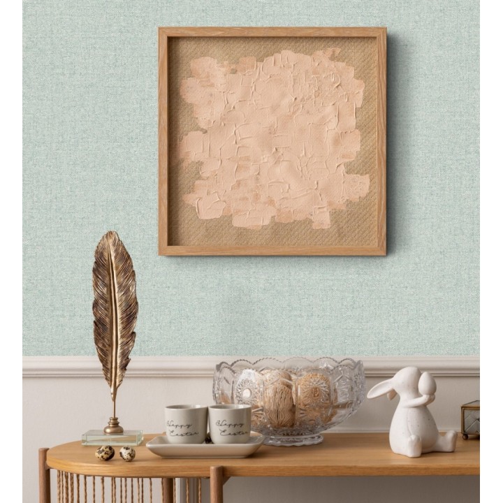 Papel pintado esencia textil con toques de arcilla y caliza en tonos aguamarina - Bramble Calico 684288