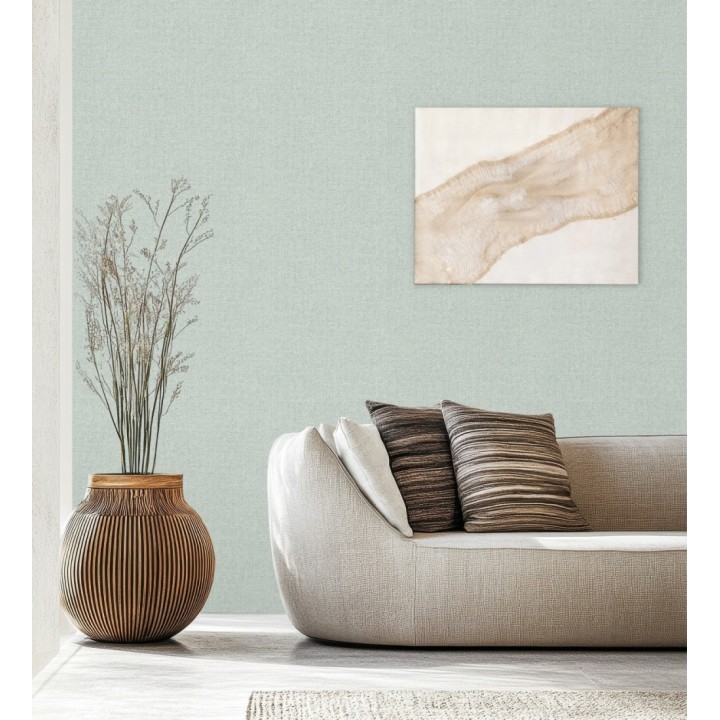 Papel pintado esencia textil con toques de arcilla y caliza en tonos aguamarina - Bramble Calico 684288