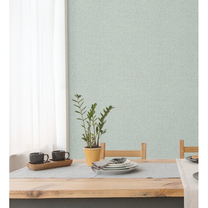 Papel pintado esencia textil con toques de arcilla y caliza en tonos aguamarina - Bramble Calico 684288