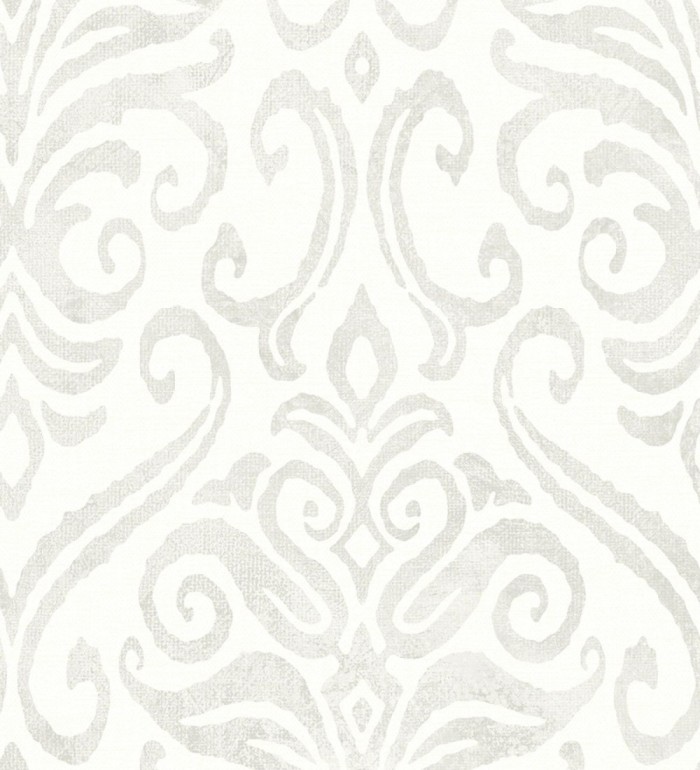 Papel pintado damasco elegante color beige neutro y blanco roto - Winchelsea Ornamental 684290