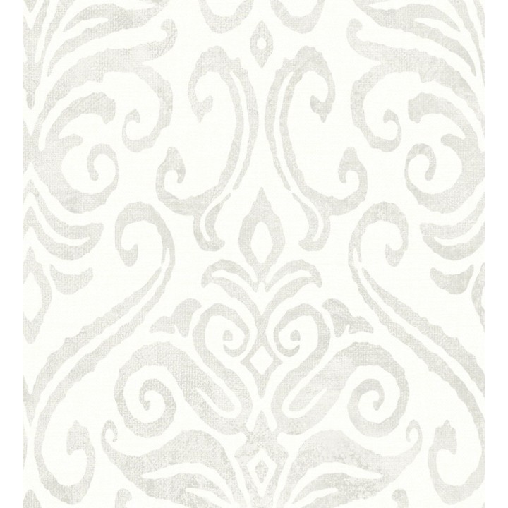 Papel pintado damasco elegante color beige neutro y blanco roto - Winchelsea Ornamental 684290