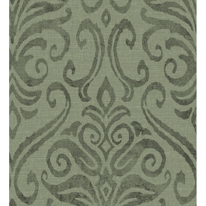 Papel pintado damasco elegante texturizado color verde helecho - Winchelsea Ornamental 684293