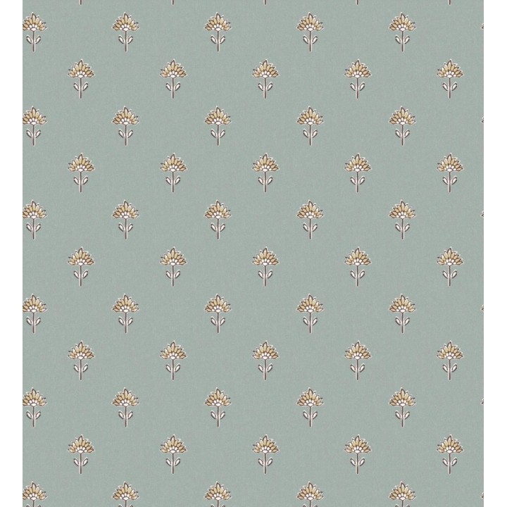 Papel pintado provenzal francés de flores pequeñas fondo verde agua oscuro - Willowmere Ditsy 684309