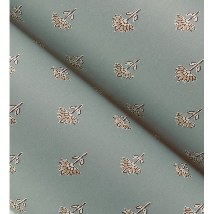 Papel pintado provenzal francés de flores pequeñas fondo verde agua oscuro - Willowmere Ditsy 684309