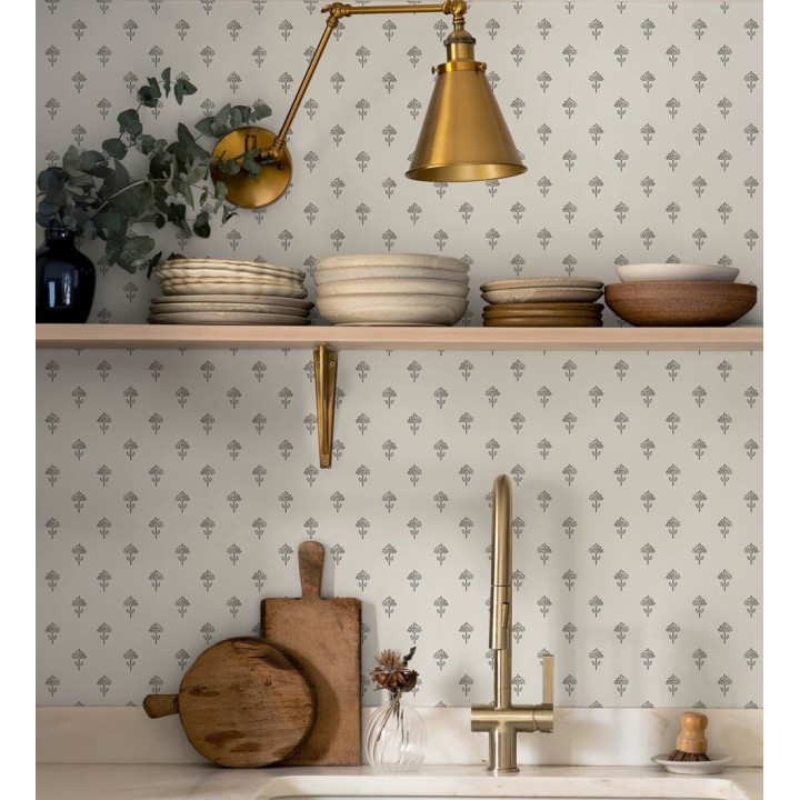 Papel pintado provenzal francés de flores pequeñas fondo crema - Willowmere Ditsy 684310