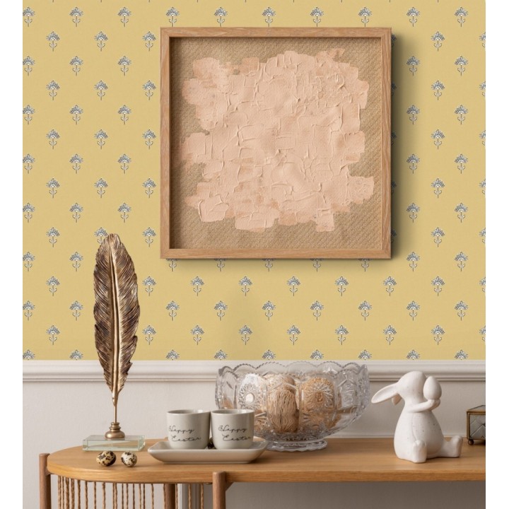 Papel pintado provenzal francés de flores pequeñas fondo ocre - Willowmere Ditsy 684311