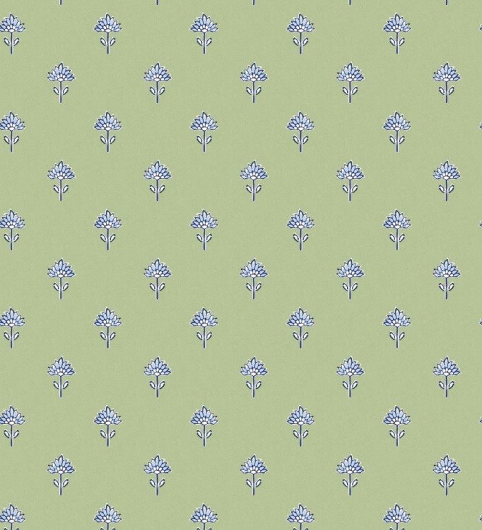 Papel pintado provenzal francés de flores pequeñas fondo verde - Willowmere Ditsy 684312