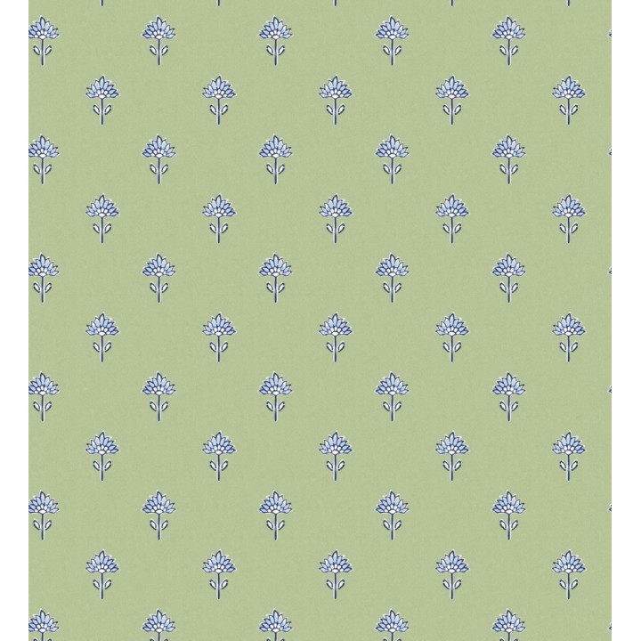 Papel pintado provenzal francés de flores pequeñas fondo verde - Willowmere Ditsy 684312