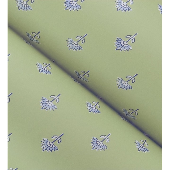 Papel pintado provenzal francés de flores pequeñas fondo verde - Willowmere Ditsy 684312