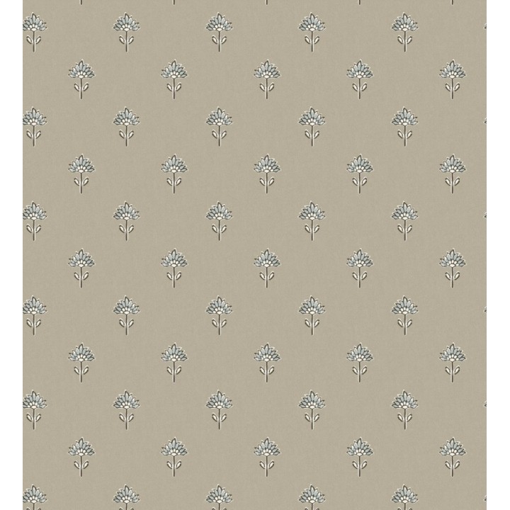 Papel pintado provenzal francés de flores pequeñas fondo taupe - Willowmere Ditsy 684313