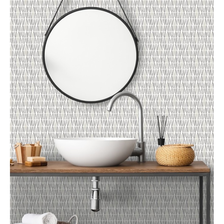 Papel pintado geométrico de trazos de acuarela sobre fondo texturizado - Kampala Marks 684316