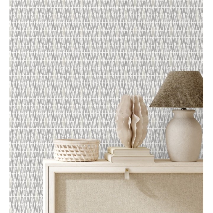 Papel pintado geométrico de trazos de acuarela sobre fondo texturizado - Kampala Marks 684316
