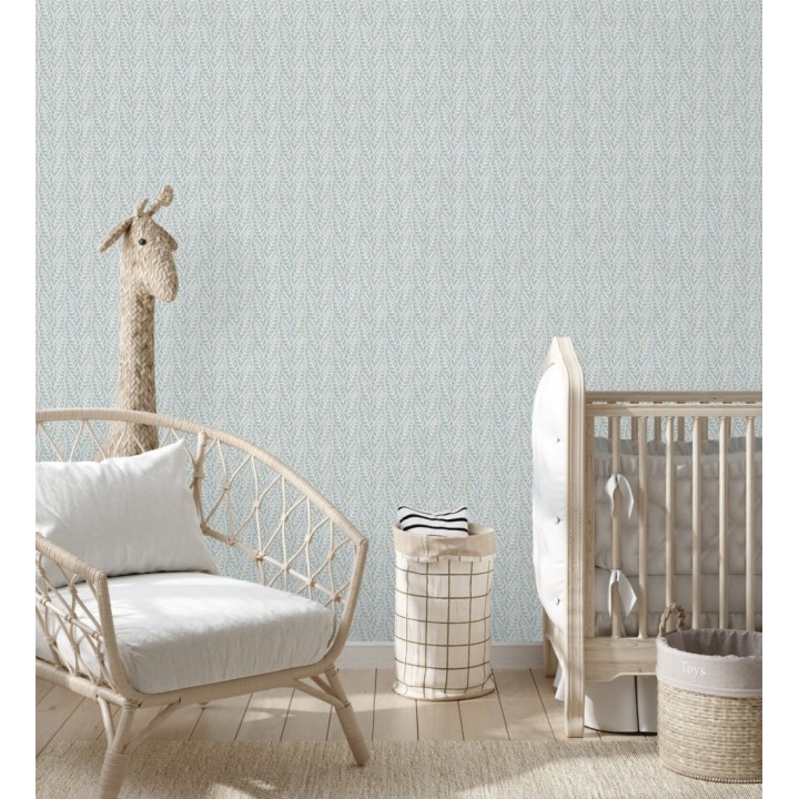 Papel pintado de hojas azules entrelazadas estilo cottage country - Kigali Leaves 684322