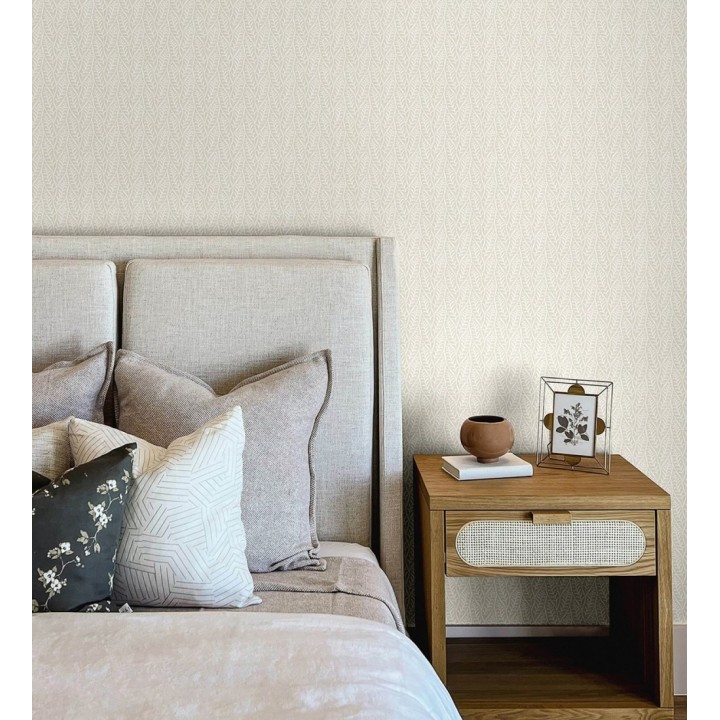 Papel pintado de hojas color arena entrelazadas estilo Cottage Country - Kigali Leaves 684323