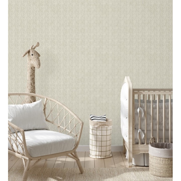 Papel pintado de hojas tono taupe entrelazadas estilo cottage country - Kigali Leaves 684324