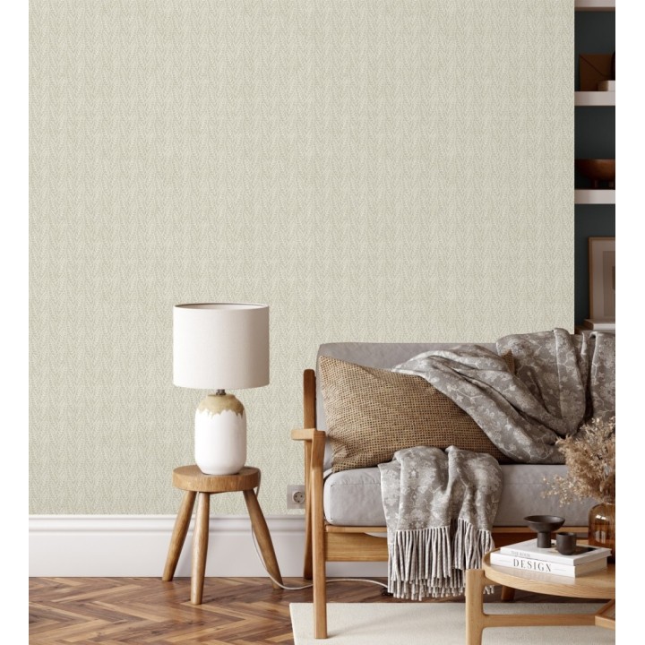 Papel pintado de hojas tono taupe entrelazadas estilo cottage country - Kigali Leaves 684324