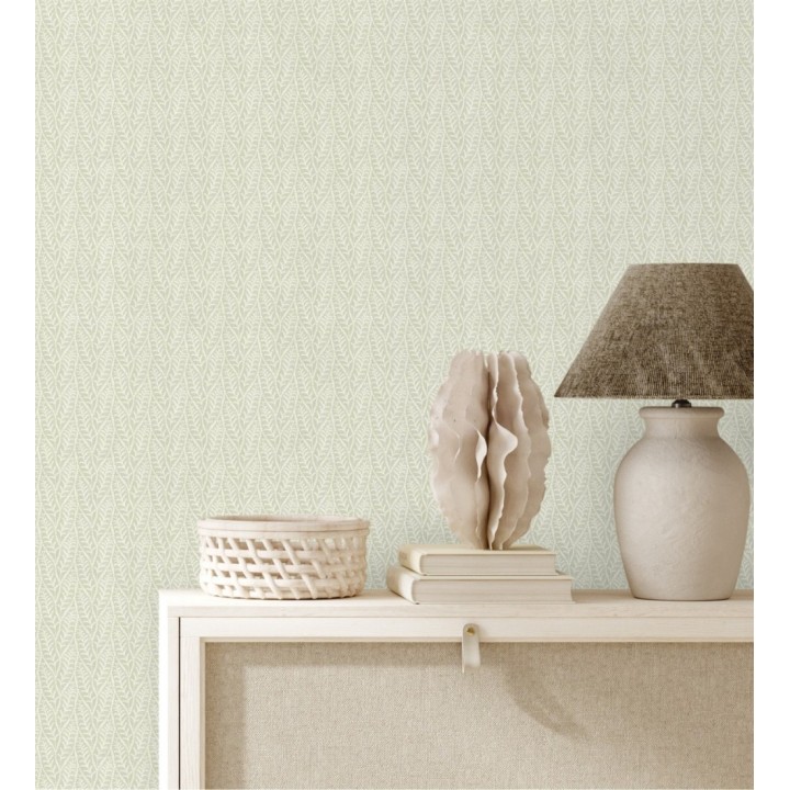 Papel pintado de hojas verde entrelazadas estilo cottage country - Kigali Leaves 684325