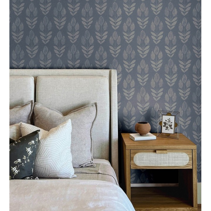 Papel pintado tulipanes textura lino y estilo provenzal - Early Tulipbud 684326