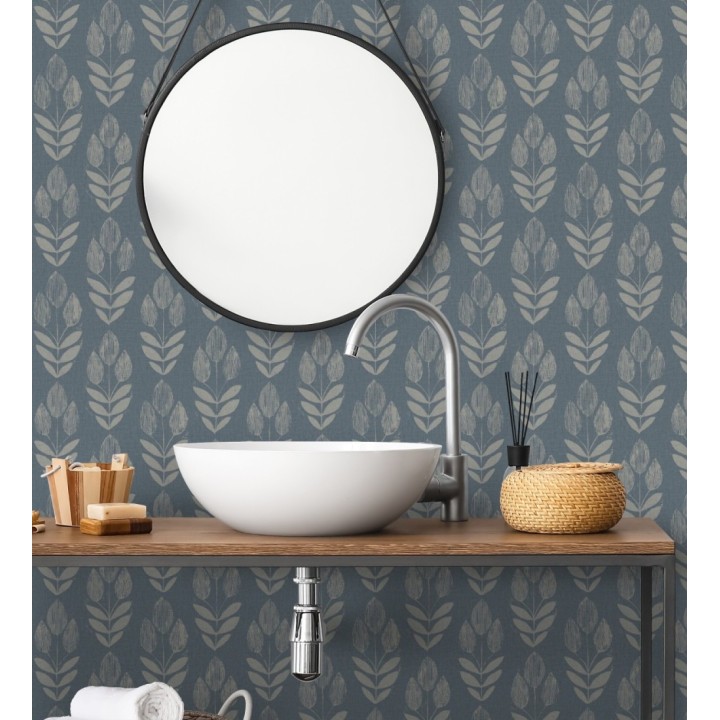 Papel pintado tulipanes textura lino y estilo provenzal - Early Tulipbud 684326