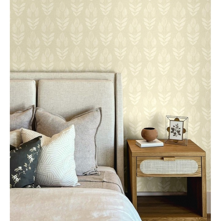 Papel pintado tulipanes textura lino y estilo provenzal - Early Tulipbud 684327