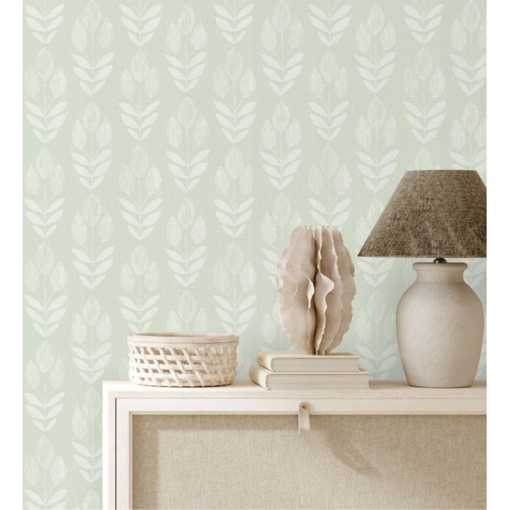 Papel pintado tulipanes textura lino y estilo provenzal - Early Tulipbud 684328