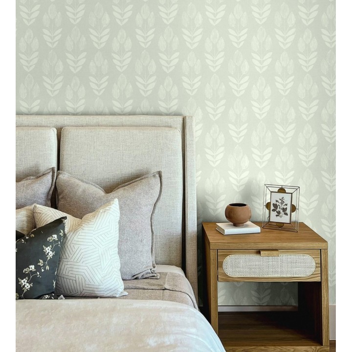 Papel pintado tulipanes textura lino y estilo provenzal - Early Tulipbud 684328