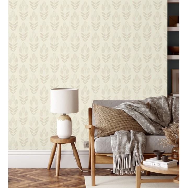 Papel pintado tulipanes textura lino y estilo provenzal - Early Tulipbud 684329