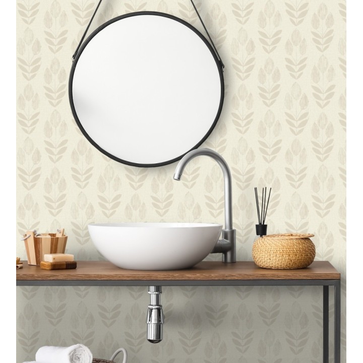 Papel pintado tulipanes textura lino y estilo provenzal - Early Tulipbud 684329