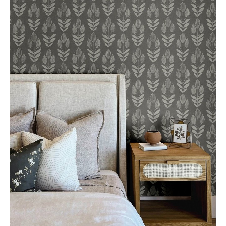 Papel pintado tulipanes textura lino y estilo provenzal - Early Tulipbud 684330