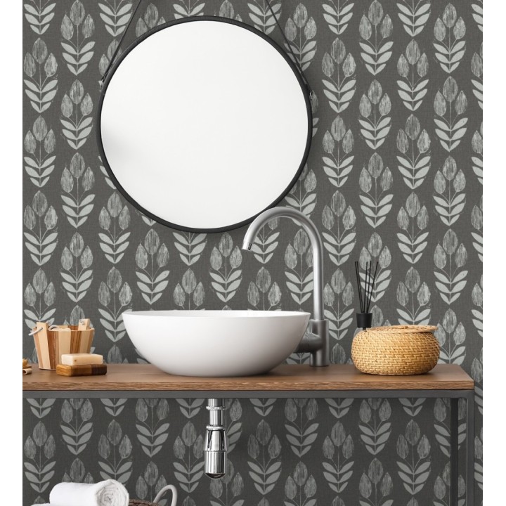 Papel pintado tulipanes textura lino y estilo provenzal - Early Tulipbud 684330