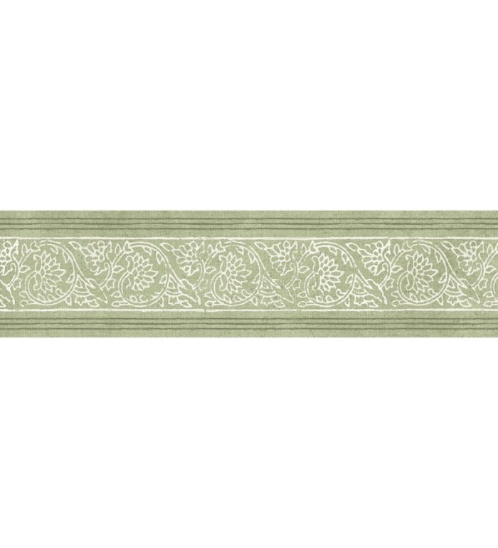 Cenefa de papel pintado diseño floral verde estilo Cottage Country - Primrose Lacework 684332