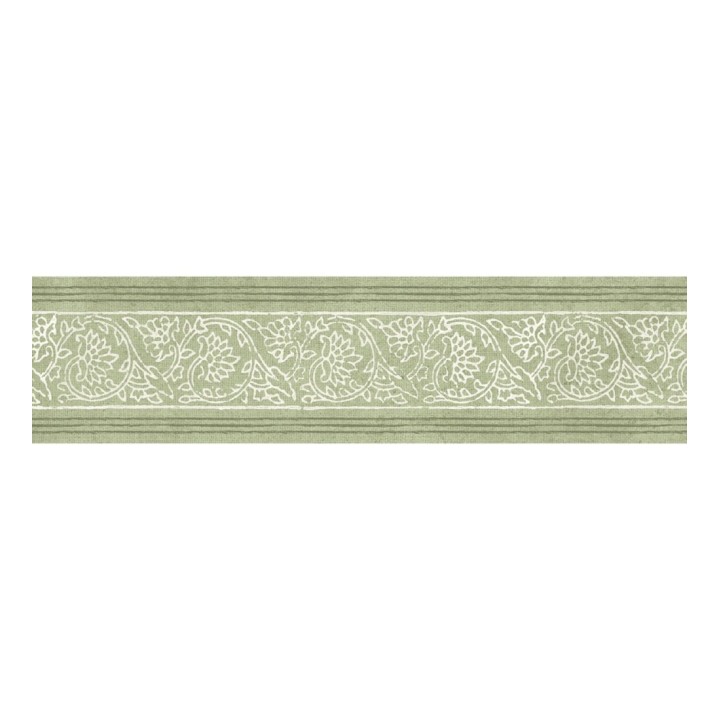 Cenefa de papel pintado diseño floral verde estilo cottage country - Primrose Lacework 684332