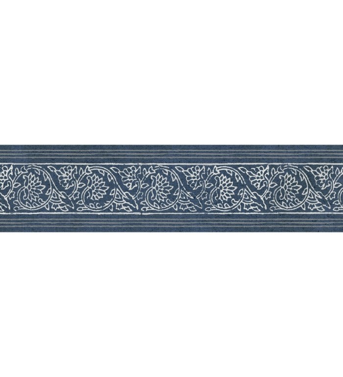 Cenefa de papel pintado diseño floral azul estilo cottage country - Primrose Lacework 684333