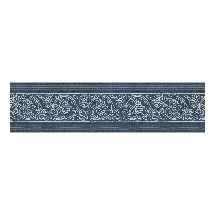 Cenefa de papel pintado diseño floral azul estilo cottage country - Primrose Lacework 684333