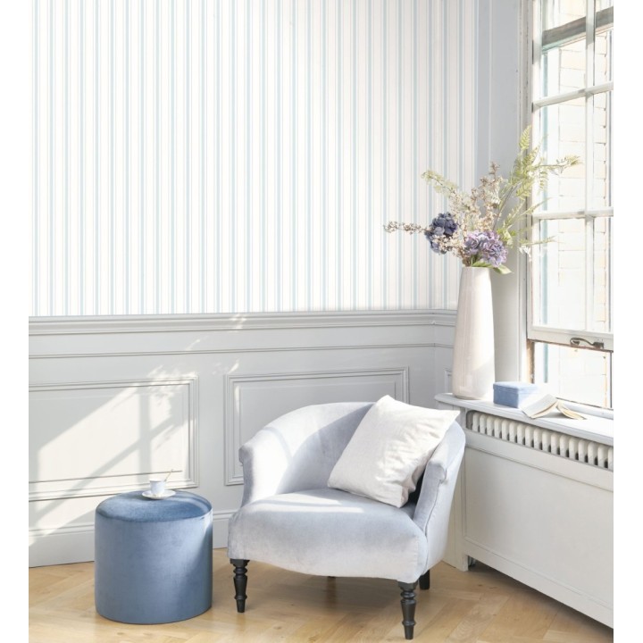 Papel pintado rayas clásicas finas azul - Albert Stripes 126496