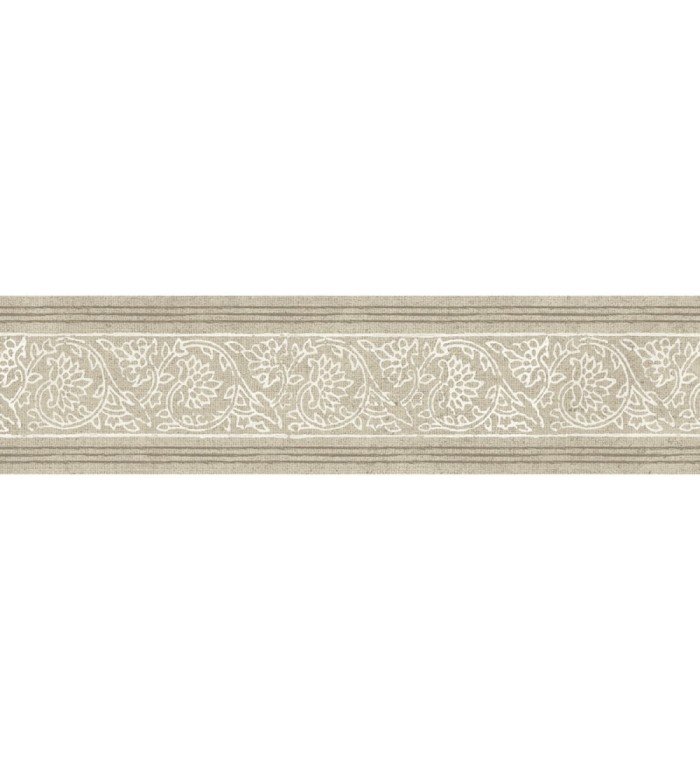Cenefa de papel pintado diseño floral beige estilo cottage country - Primrose Lacework 684334