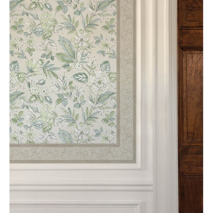 Cenefa de papel pintado diseño floral beige estilo cottage country - Primrose Lacework 684334