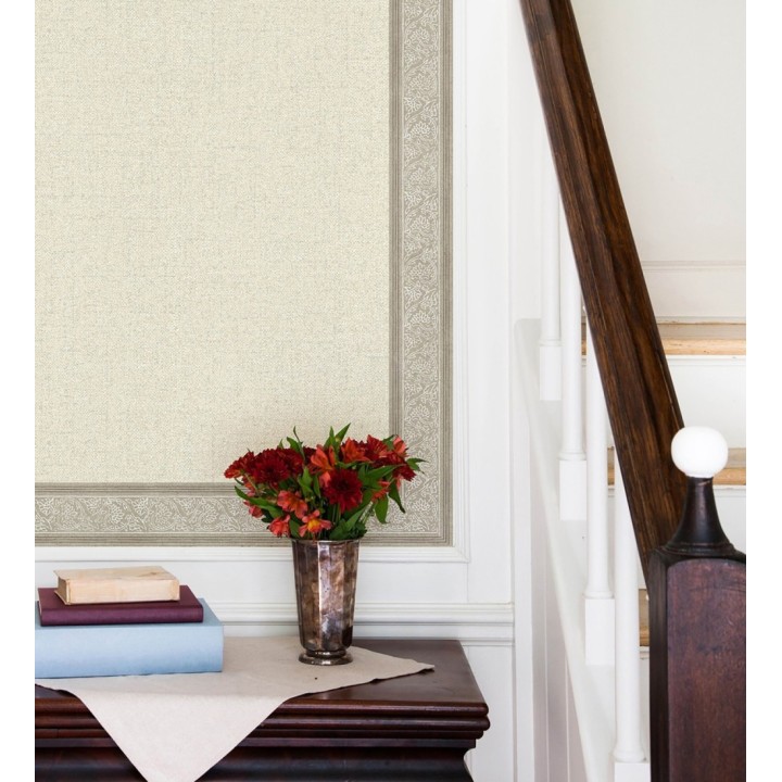 Cenefa de papel pintado diseño floral beige estilo cottage country - Primrose Lacework 684334