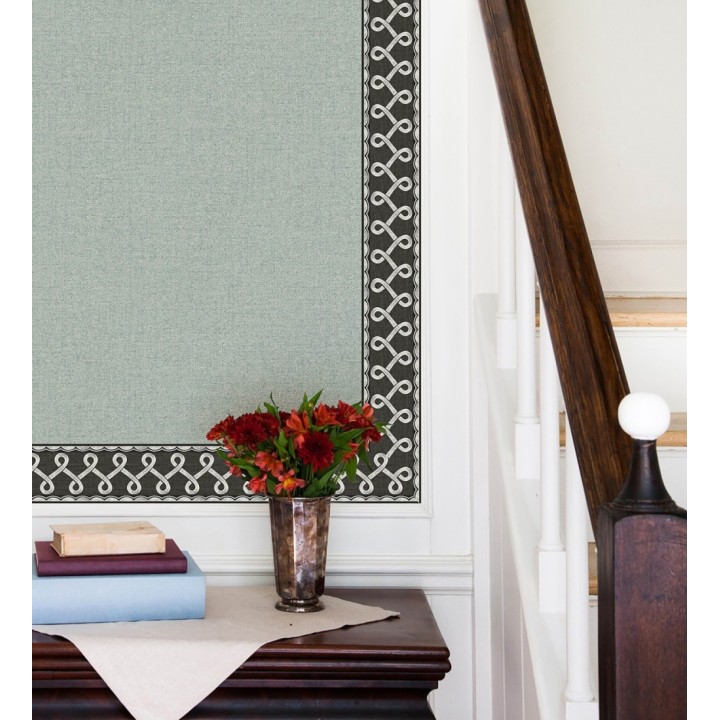 Cenefa de papel pintado ornamental de nudos color gris carbón - Brookhaven 684335