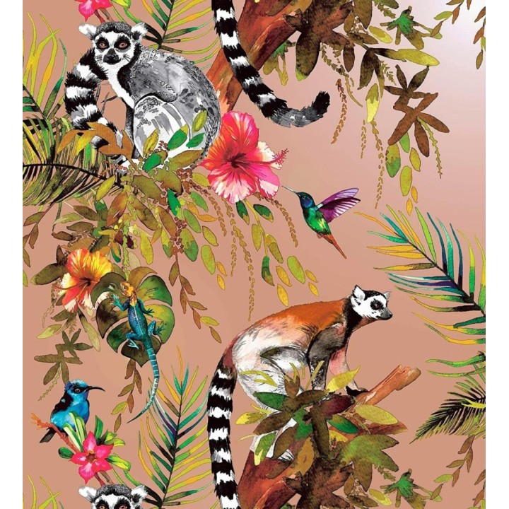 Papel pintado de lémures y colibrís - Madagascar Lush 684340